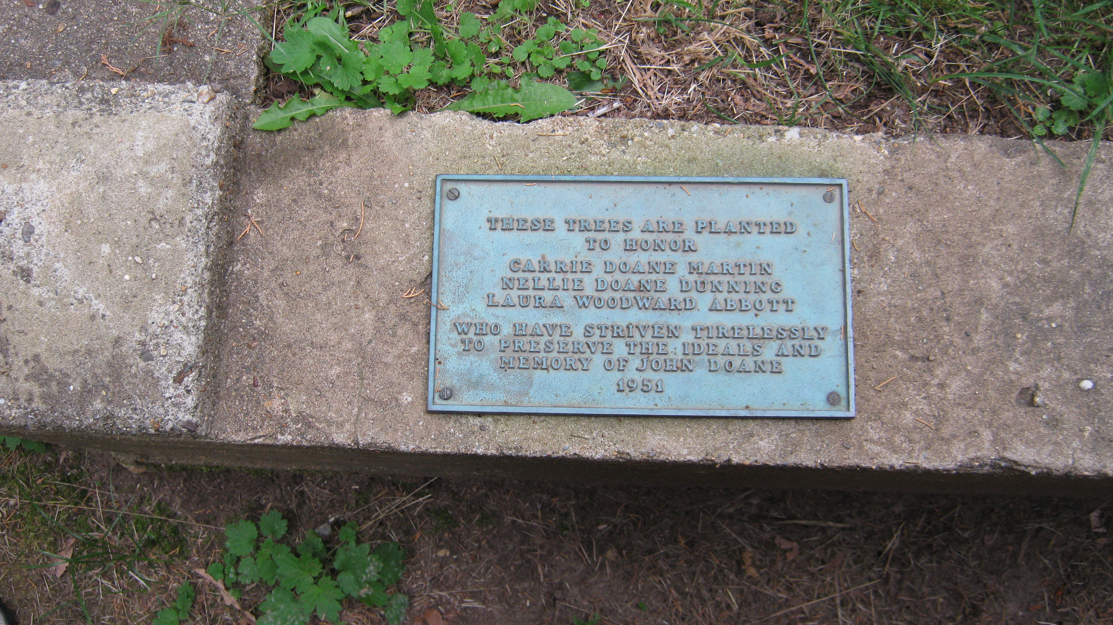 Commemorative plaque at Deacon John homesite 